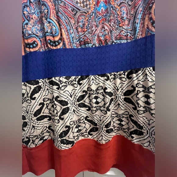 Anthropologie Akemi + Kin Color Block Paisley Boho Blouse Womens M Tunic - Picture 5 of 8